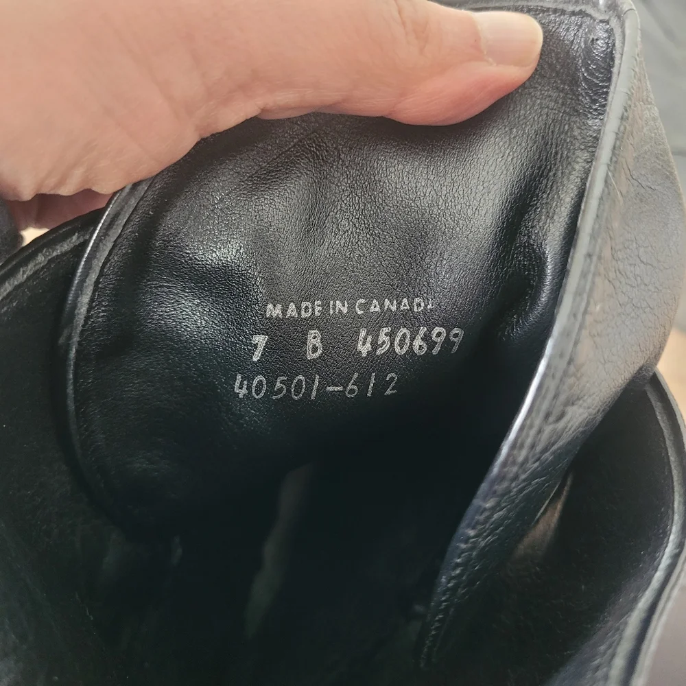 Vintage 80's black genuine leather mid calf boots Size 7 - Picture 10 of 16